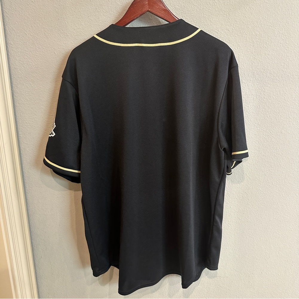 Pittsburgh Penguins NHL Majestic Baseball Style Jersey XL Made USA Black Gold - Picture 2 of 10